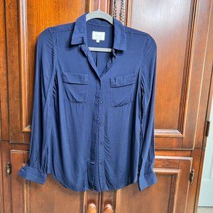 NWOT Frank & Oak Button Down Collared Blouse Navy Size XS